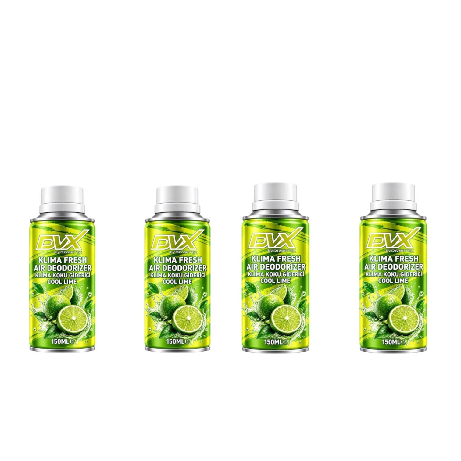 DVX | Araç İçi Klima Temizlik Spreyi - Klima Fresh Yeşil Limon (150 ml) 4 Adet