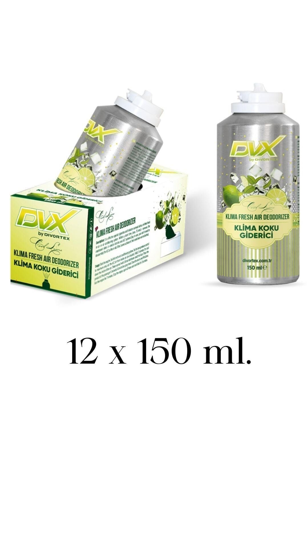 Divortex Klima Fresh - Temizleyici Klima Bombası Cool Lime 150 ml X 12Ad