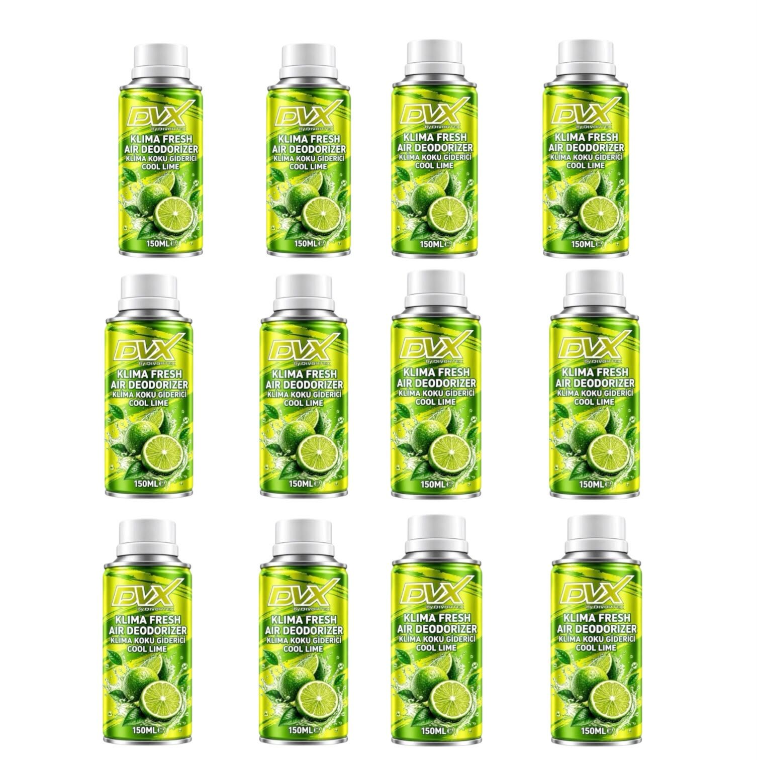 DVX | Araç İçi Klima Temizlik Spreyi - Klima Fresh Yeşil Limon (150 ml) x 12 Adet