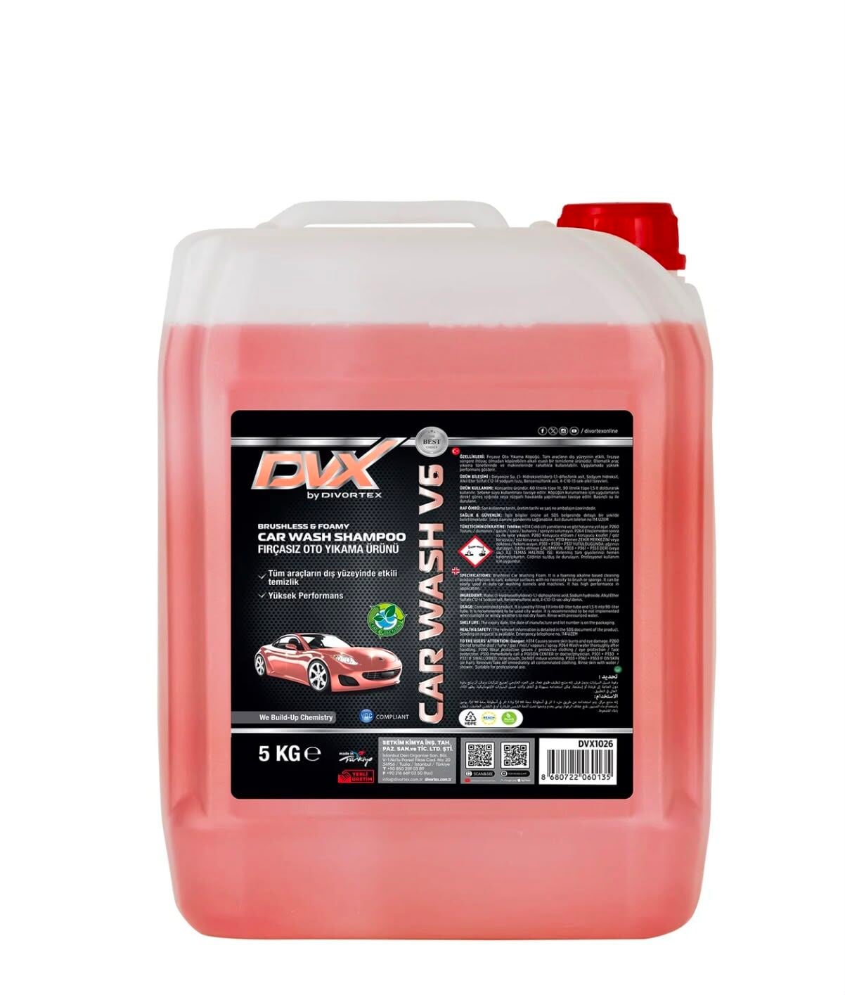 Divortex Car Wash V6 Fırçasız Oto Yıkama Köpüğü 5 kg.