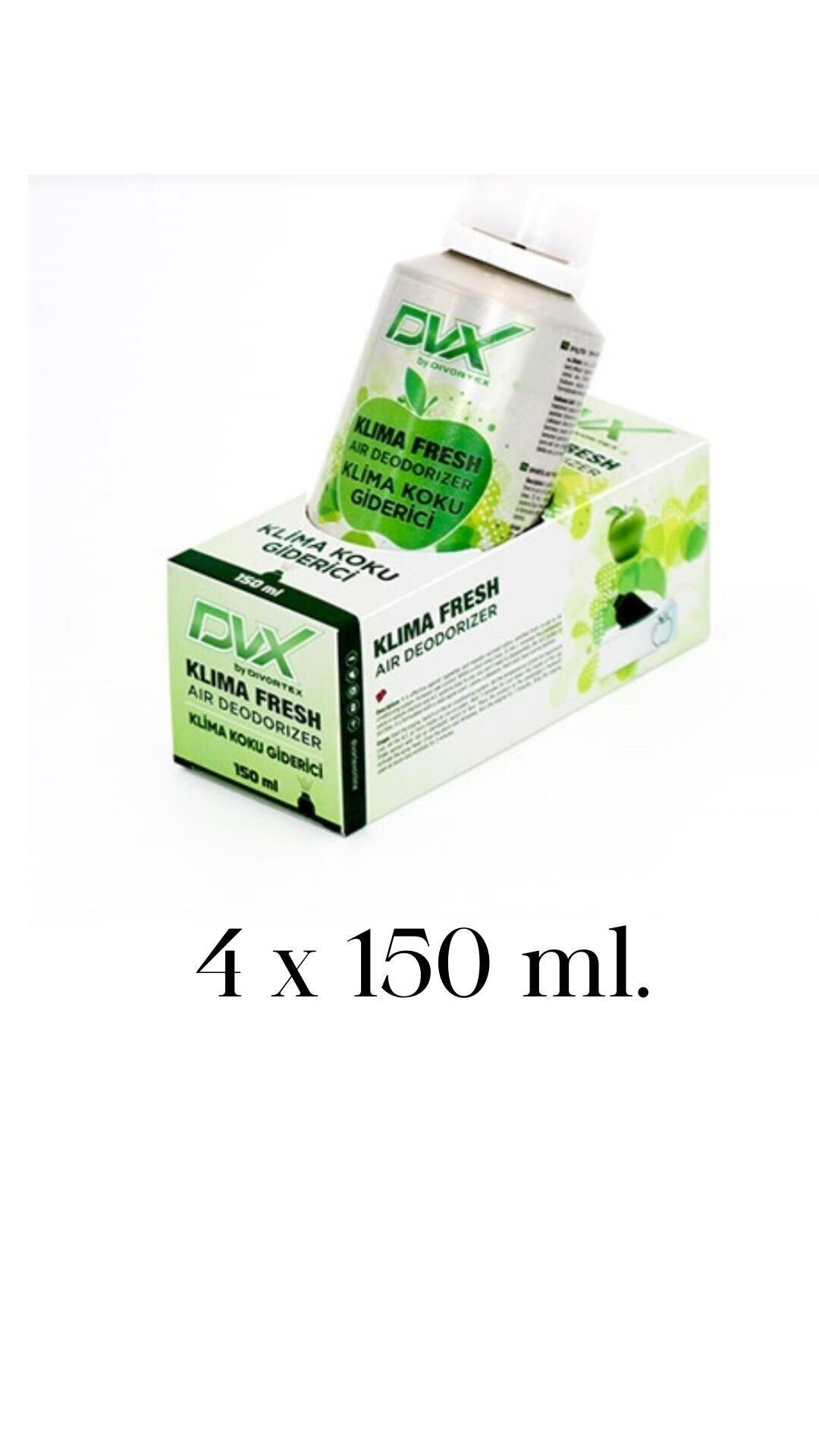 Divortex Klima Fresh - Temizleyici Klima Bombası Yeşil Elma 4 x 150 ml