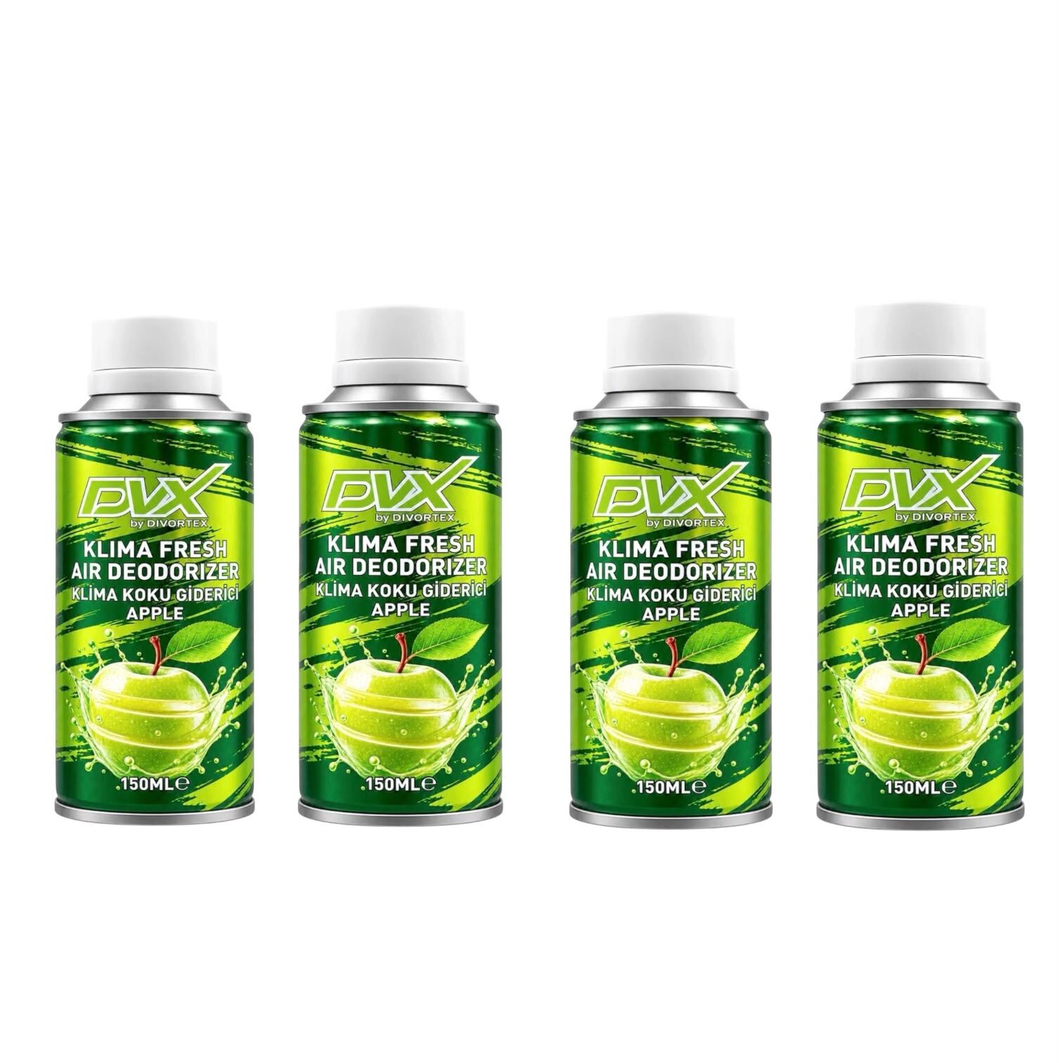 DVX | Araç İçi Klima Temizlik Spreyi - Klima Fresh Yeşil Elma (150 ml) x 4 Adet