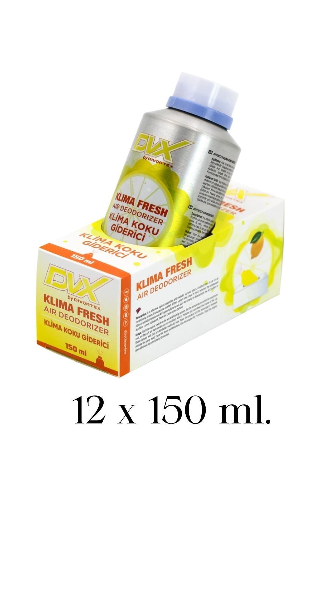 Divortex Klima Fresh - Temizleyici Klima Bombası Limon 12 x 150 ml