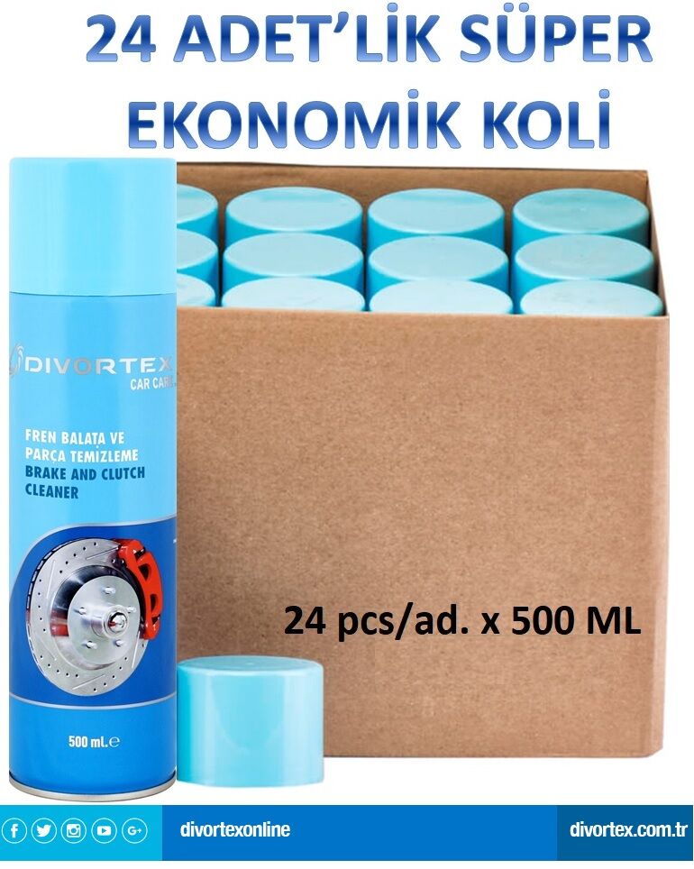 Divortex Fren Balata Temizleme Spreyi 500 ml. x 24 Adet.