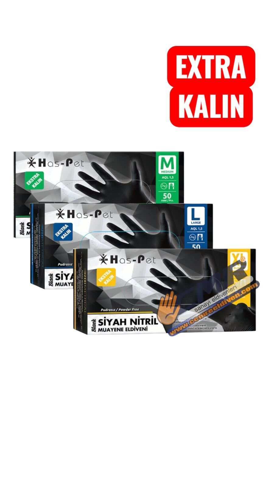 Haspet Exstra Kalın Siyah Nitril Eldiven 50 Adet