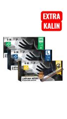 Haspet Exstra Kalın Siyah Nitril Eldiven 50 Adet