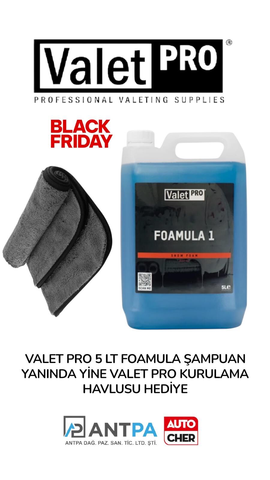Valet Pro Foamula 1 Ph Nötr Yıkama Köpüğü 5 Lt Ve Valet Pro Kurulama Havlusu