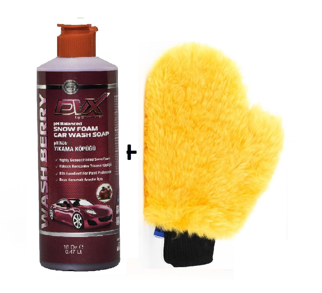 Divortex WashBerry Şampuan+ Kuzu Postu Araç Yıkama Eldiveni