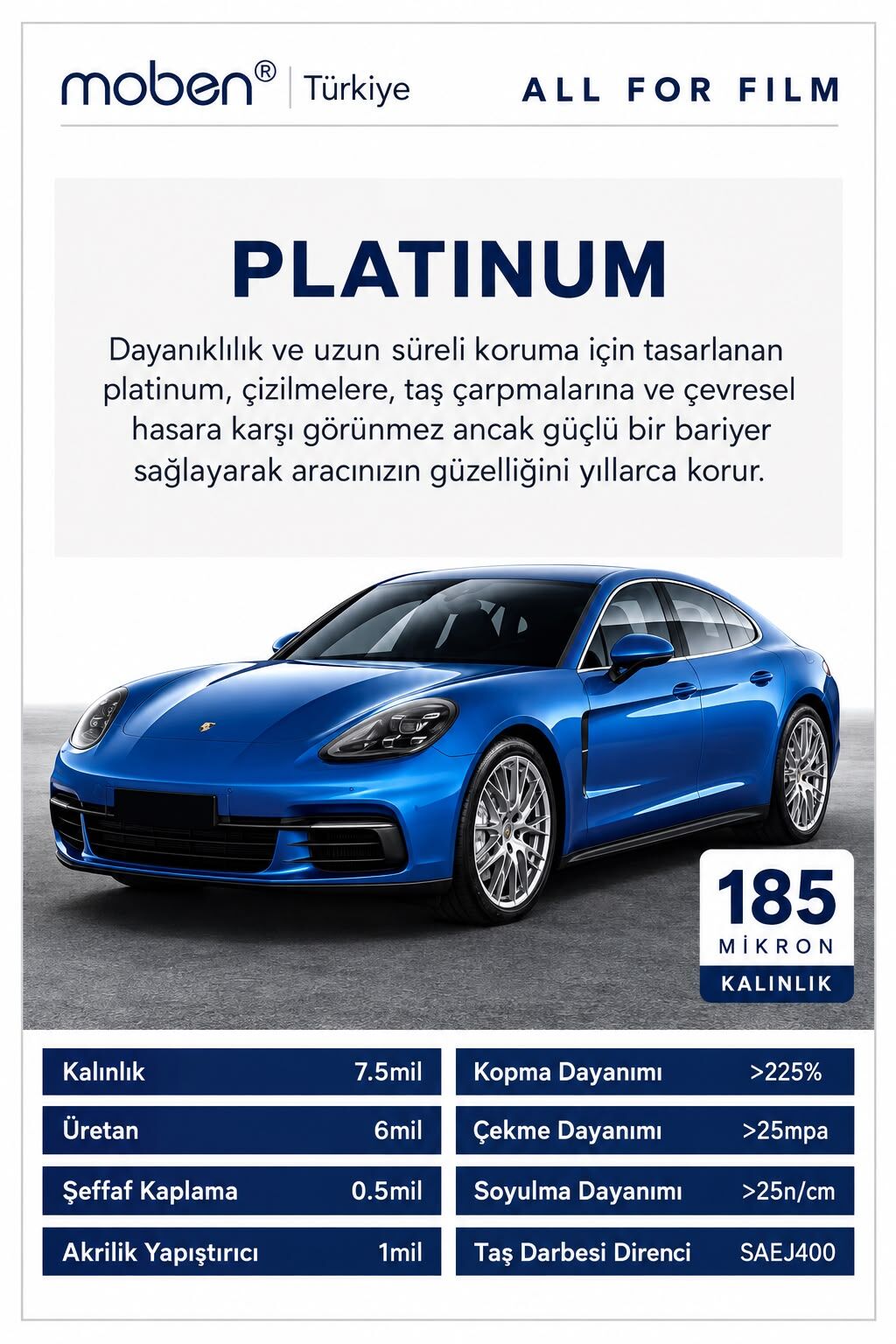 Moben Platinum Ppf Kaplama 185 Mikron